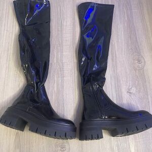 Knee High Black Leather Boot 6.5